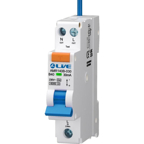 Live Double Pole Bidirectional RCBO Mini B Curve 6-40A 30mA